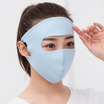 Summer Ice Silk Breathable Full Face Sunscreen Mask