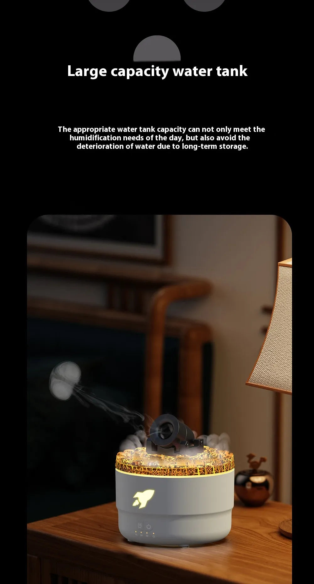 Portable Volcanic Crack Light Cannon Air Humidifier